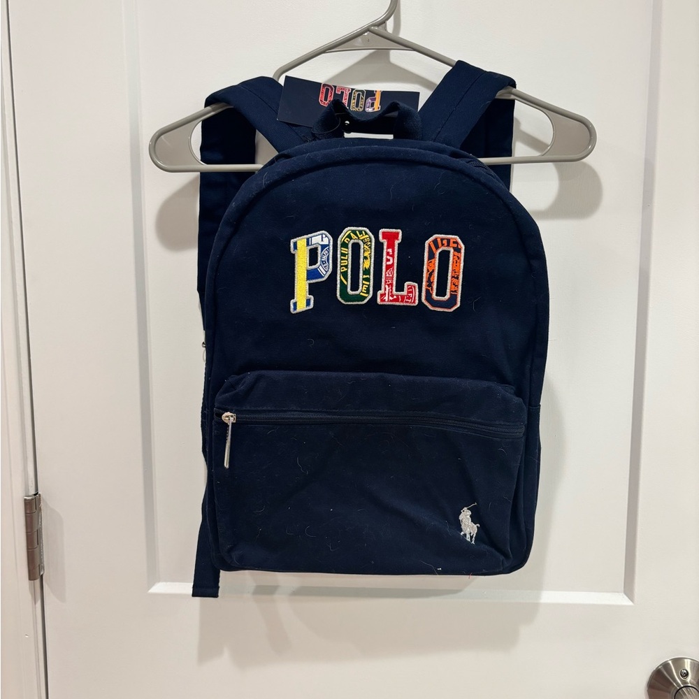 Ralph Lauren Navy Backpack with Silver Hardware
